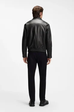 Porsche x BOSS Lederjacke mit verdecktem magnetischem Druckknopf