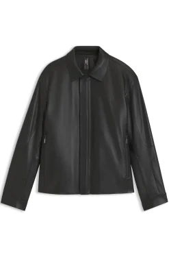 Porsche x BOSS Lederjacke mit verdecktem magnetischem Druckknopf
