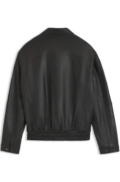 Porsche x BOSS Lederjacke mit verdecktem magnetischem Druckknopf