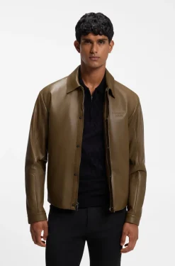 Porsche x BOSS Lederjacke mit verdecktem magnetischem Druckknopf