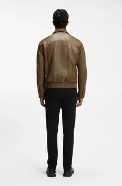 Porsche x BOSS Lederjacke mit verdecktem magnetischem Druckknopf