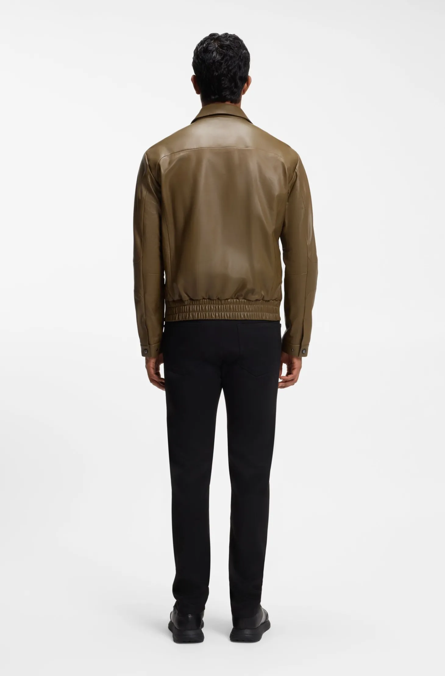 Porsche x BOSS Lederjacke mit verdecktem magnetischem Druckknopf