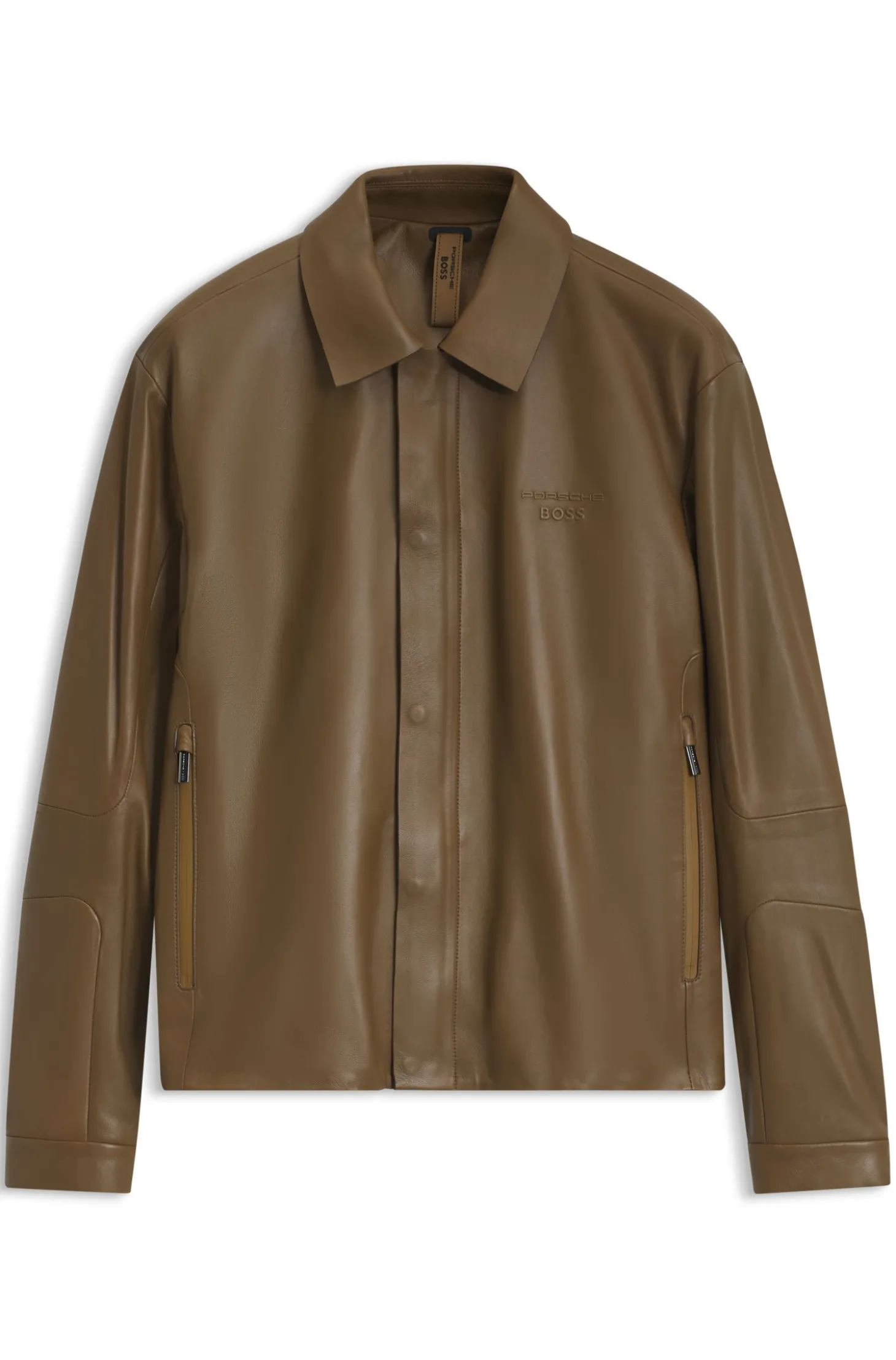 Porsche x BOSS Lederjacke mit verdecktem magnetischem Druckknopf