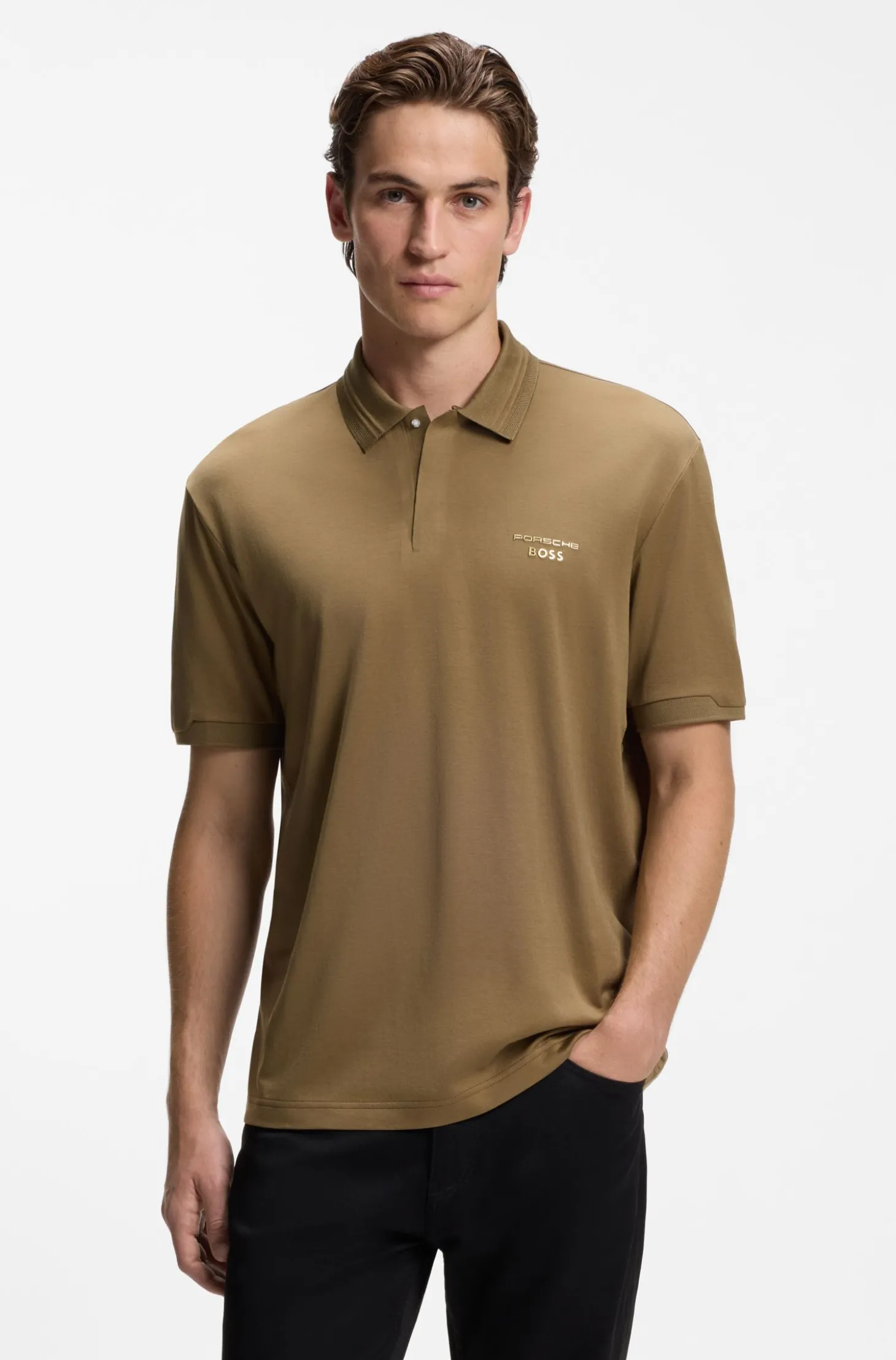 Porsche x BOSS Poloshirt mit glänzendem Logo