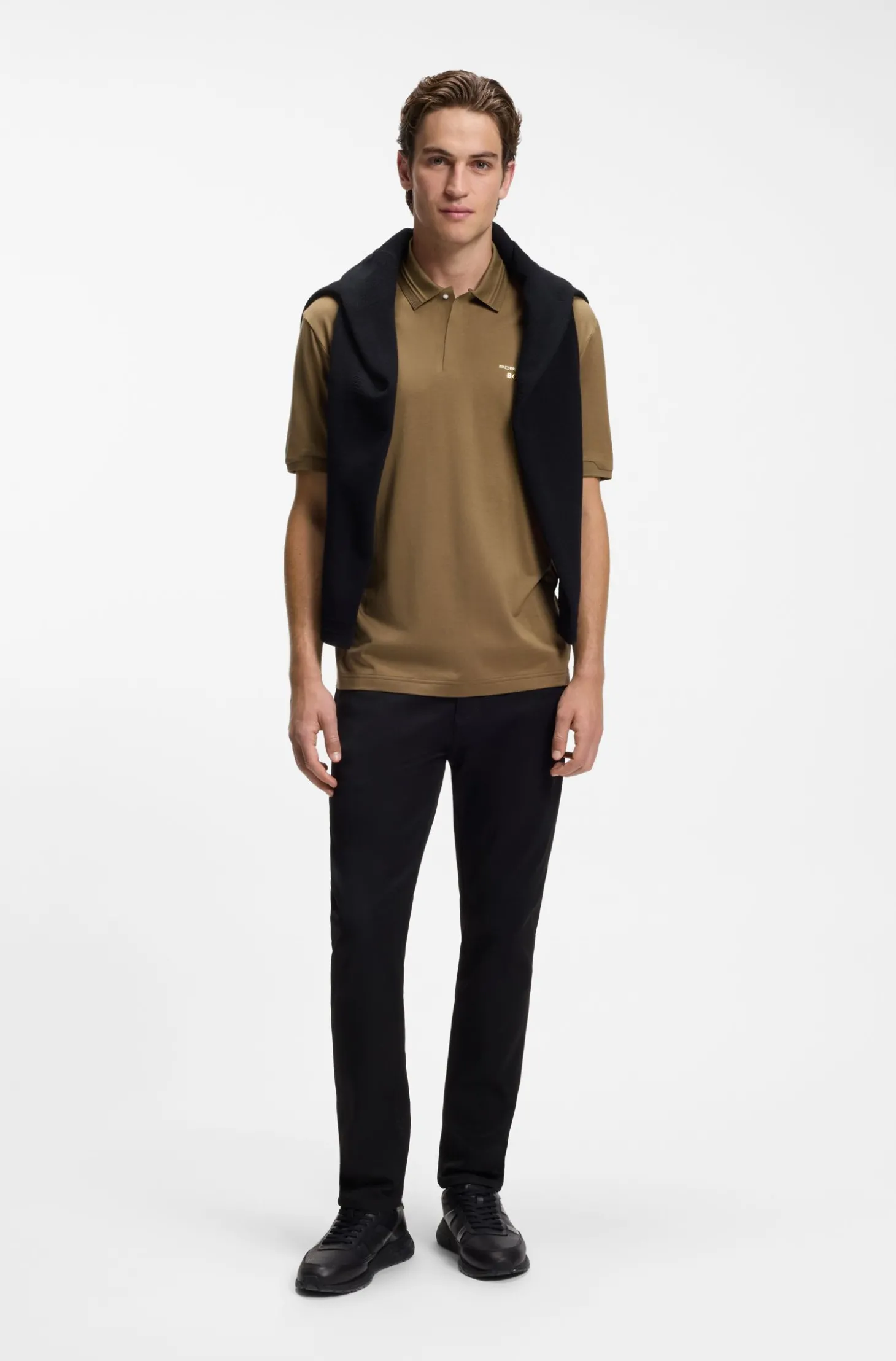 Porsche x BOSS Poloshirt mit glänzendem Logo