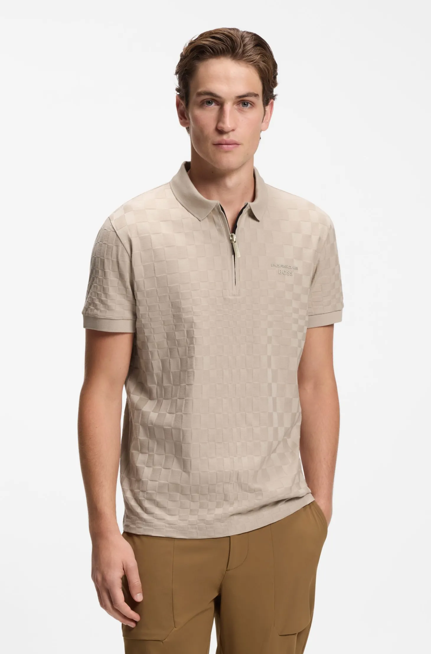 Porsche x BOSS Poloshirt mit Pasha-Muster