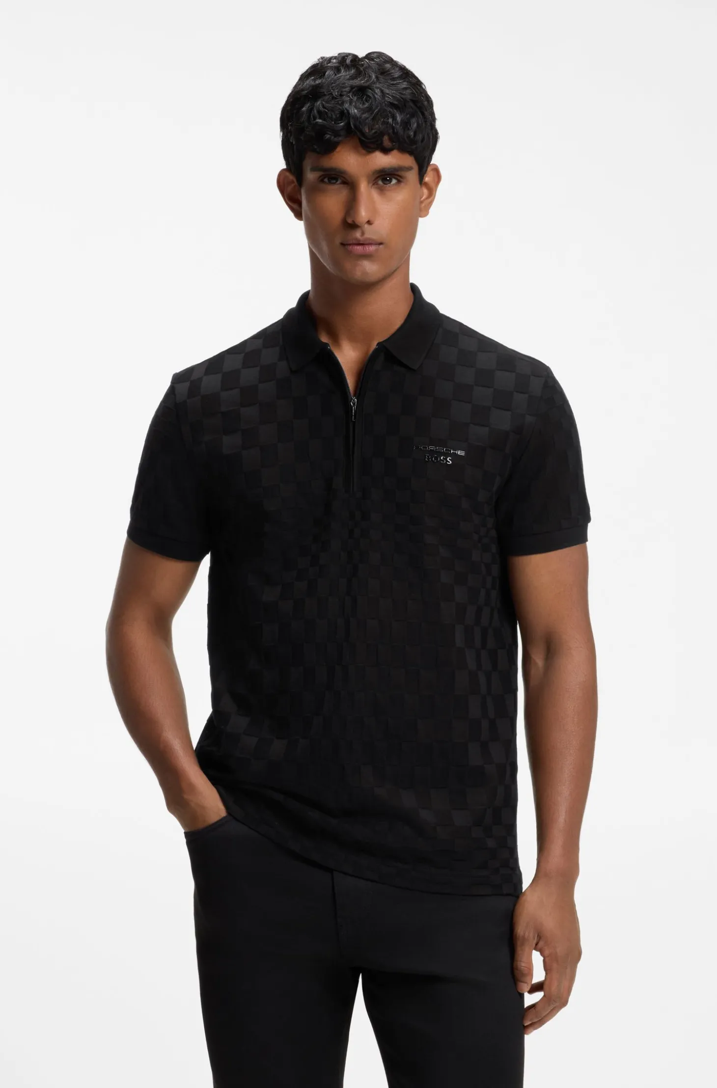 Porsche x BOSS Poloshirt mit Pasha-Muster