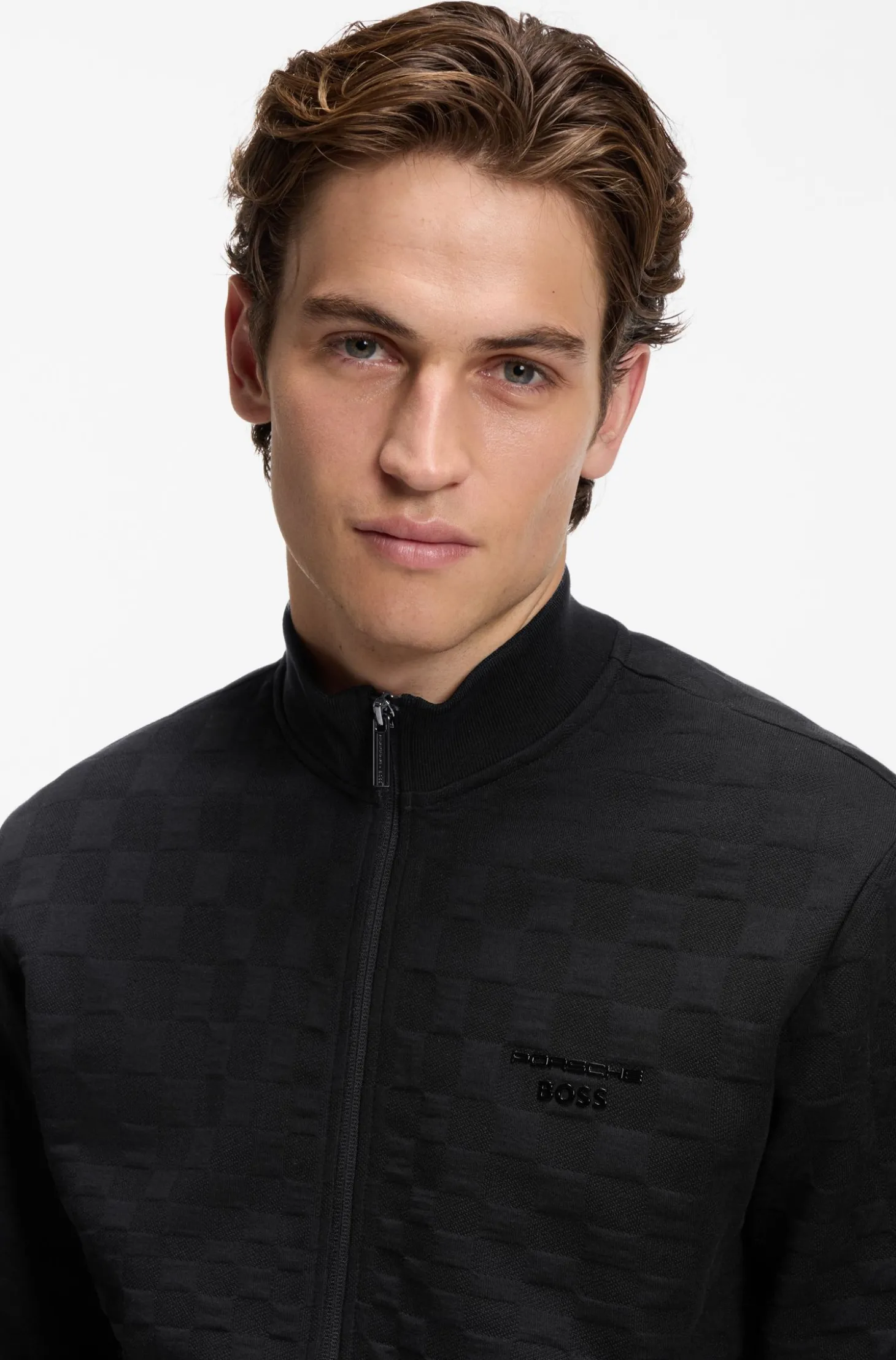 Porsche x BOSS Sweatjacke aus Jacquard mit Pascha-Karo