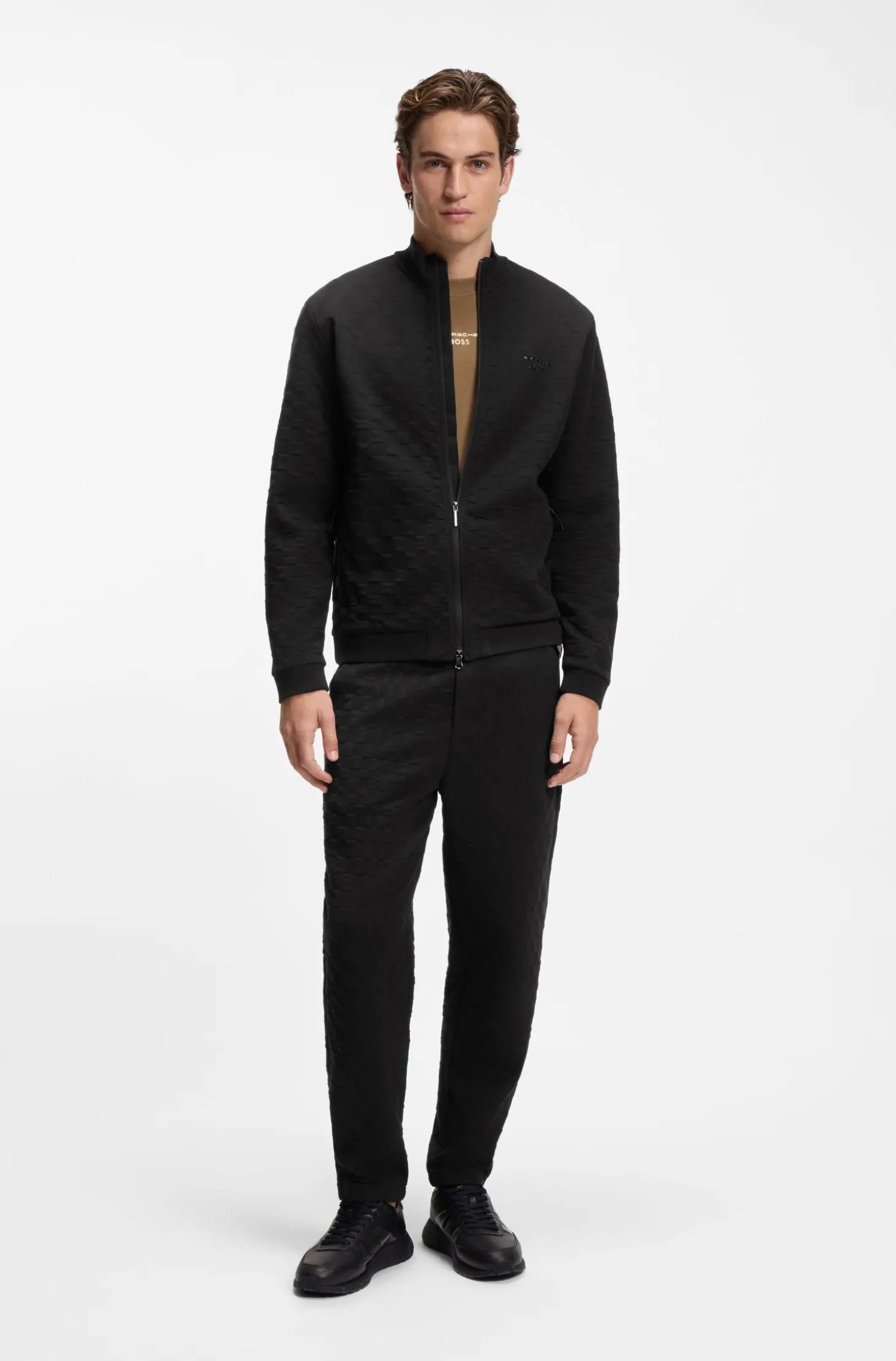 Porsche x BOSS Sweatjacke aus Jacquard mit Pascha-Karo