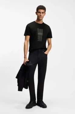 Porsche x BOSS T-Shirt aus merzerisierter Baumwolle mit reflektierendem Grafik-Print