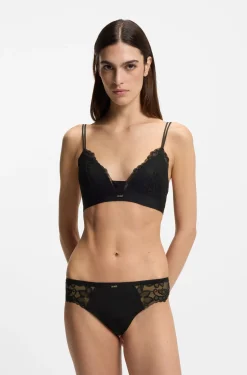 Premium Spitzen-Bralette mit plissiertem Mesh