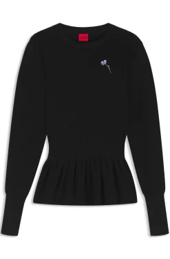 Pullover aus Baumwolle mit abnehmbarer Blumenbrosche