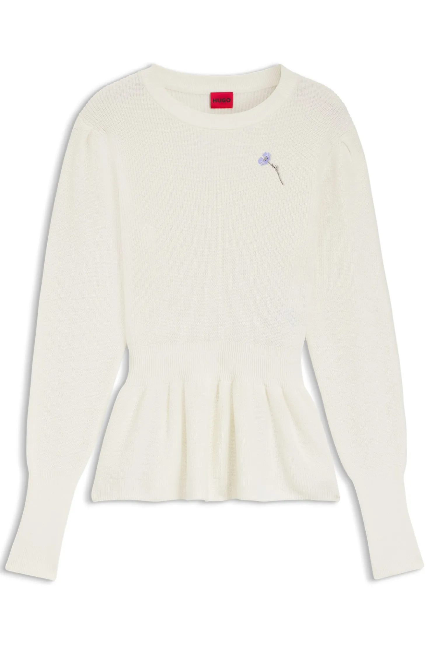 Pullover aus Baumwolle mit abnehmbarer Blumenbrosche