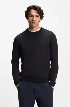Pullover aus Baumwolle mit Kontrast-Logo