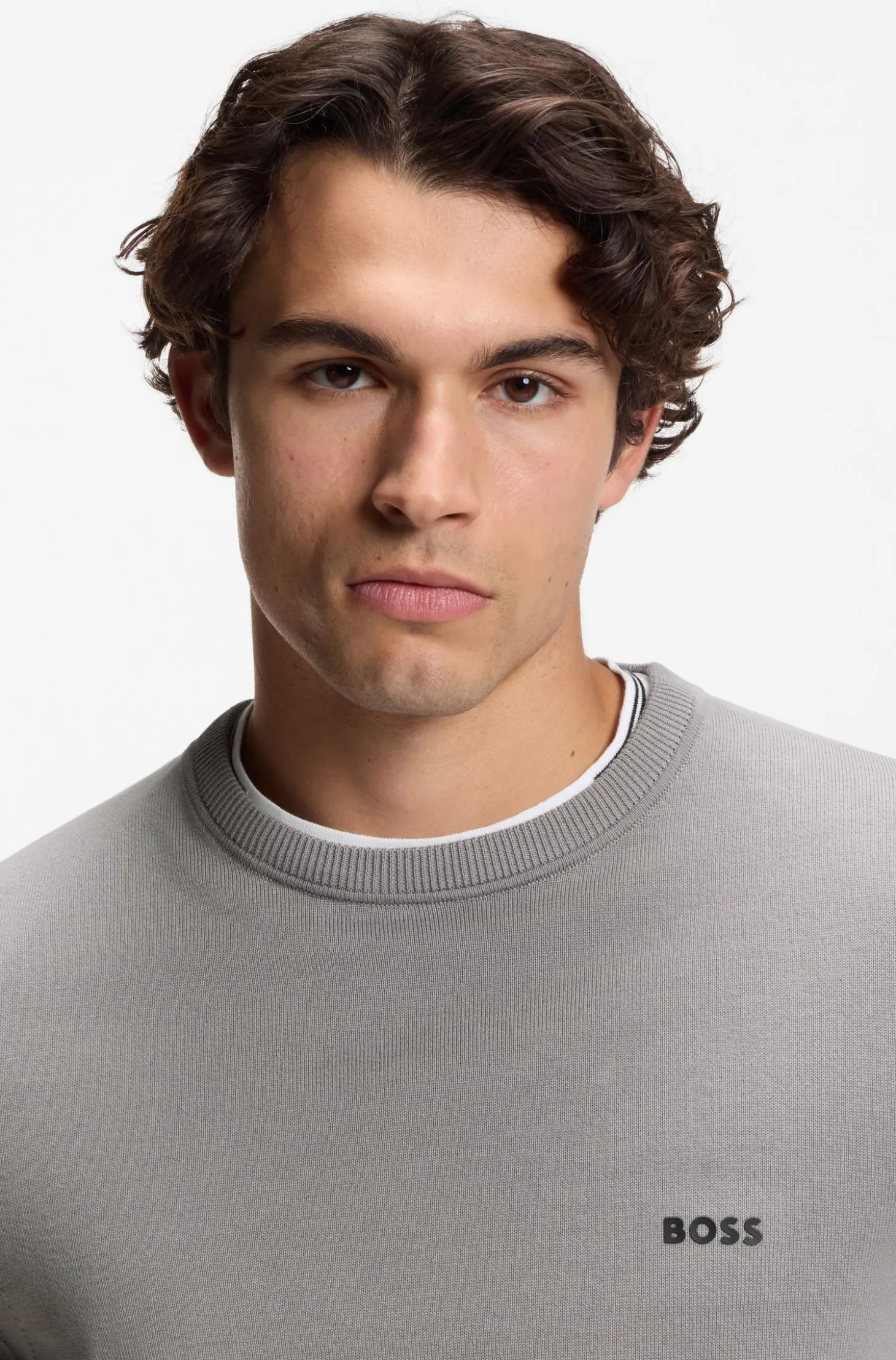 Pullover aus Baumwolle mit Kontrast-Logo