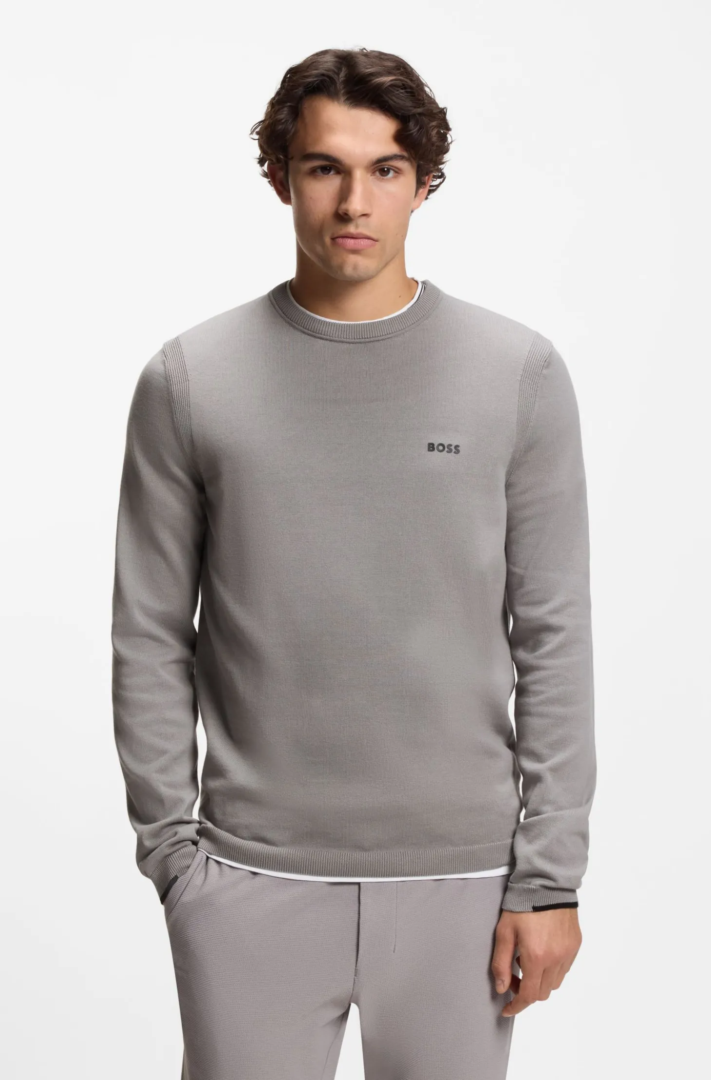 Pullover aus Baumwolle mit Kontrast-Logo