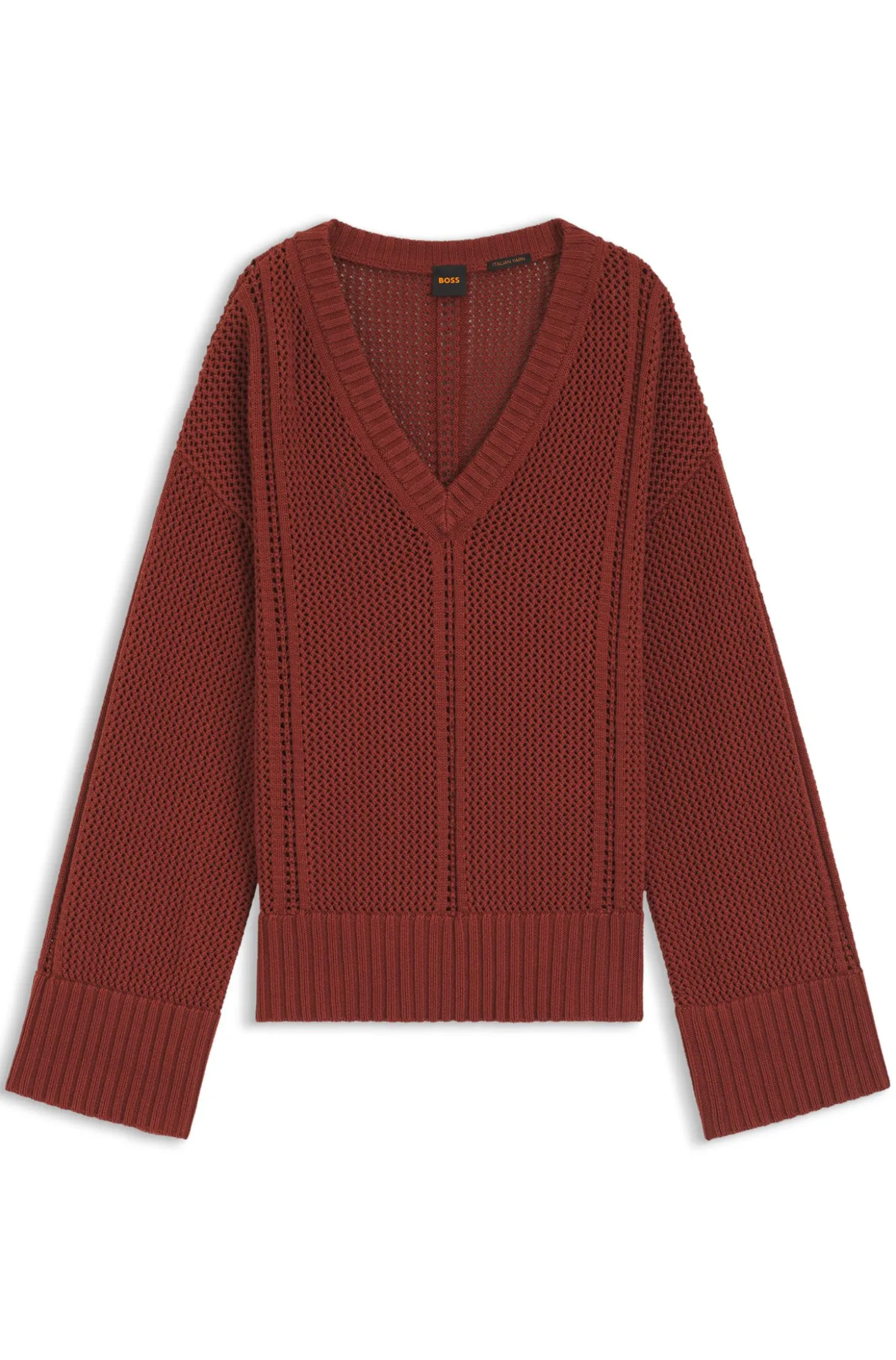 Pullover aus Baumwolle mit Mesh-Struktur
