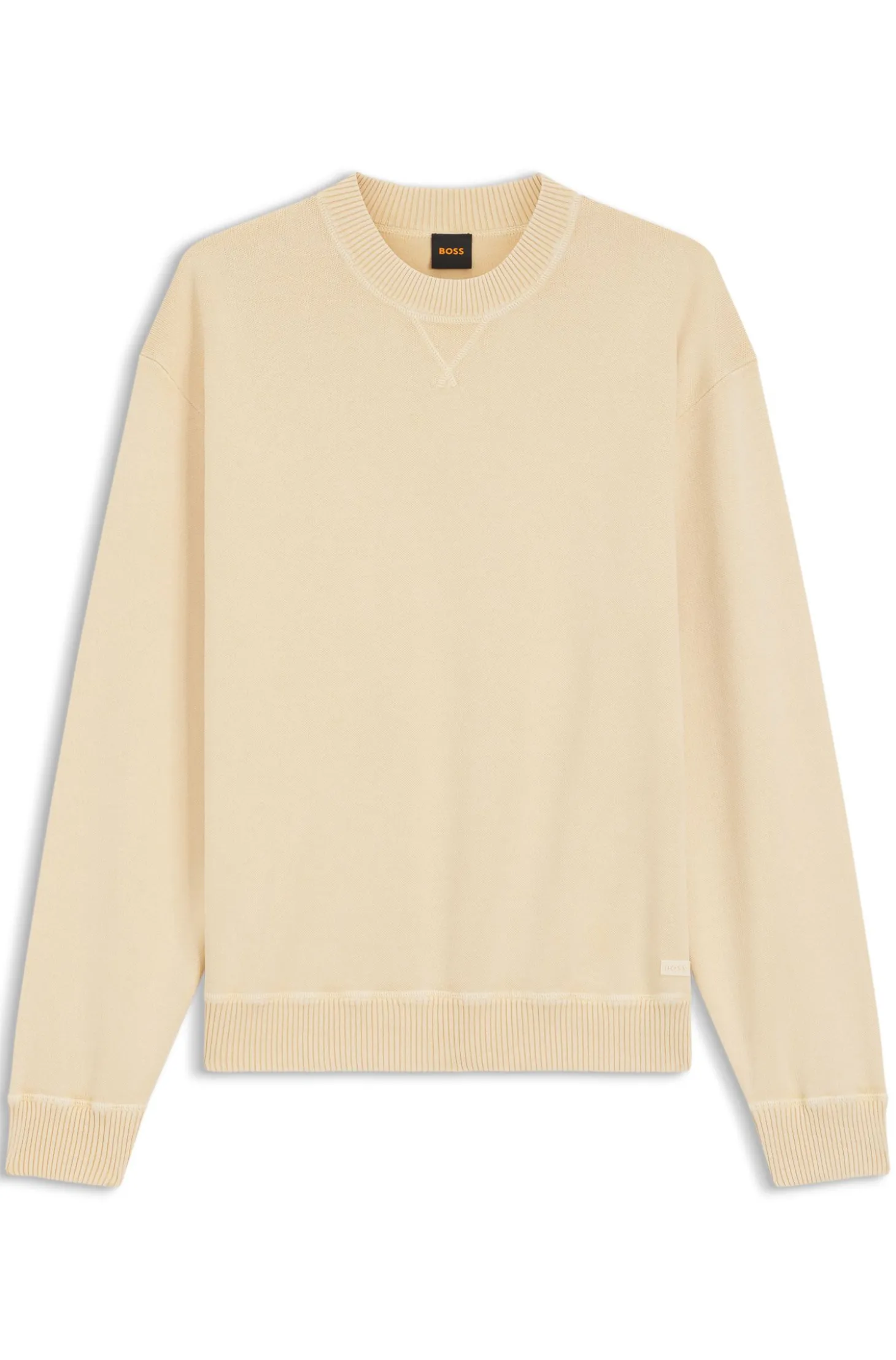 Pullover aus Baumwolle mit Ripp-Details an den Seitennähten