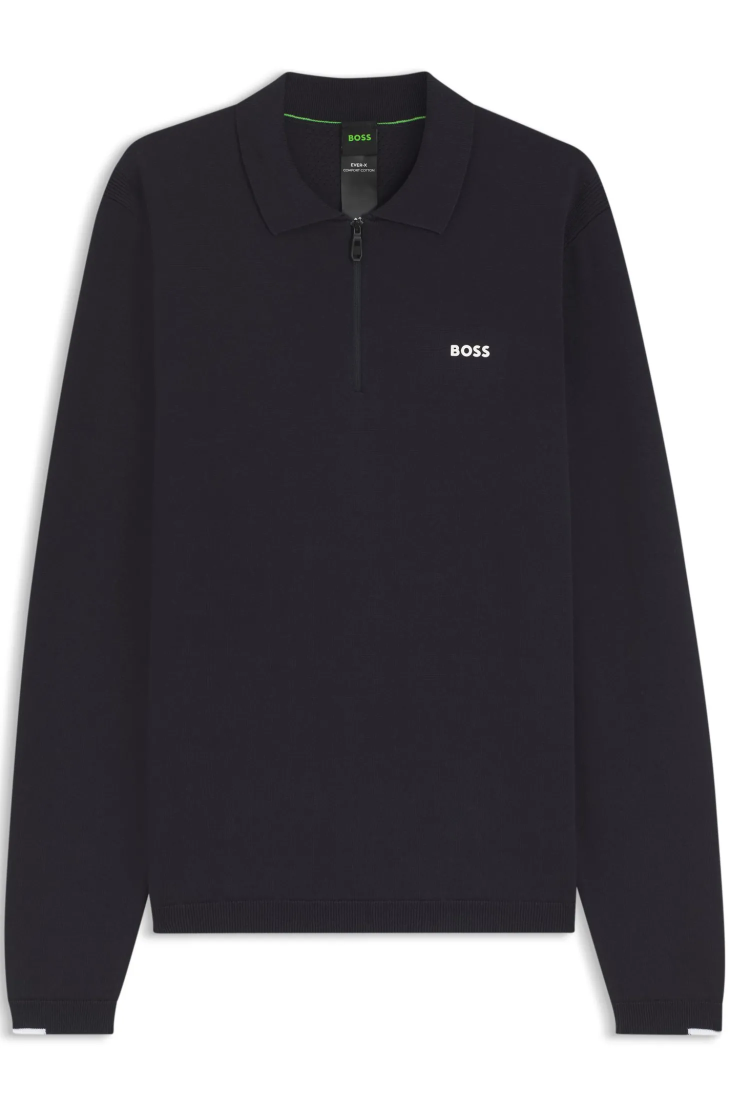 Pullover aus Baumwolle mit Troyerkragen und Kontrast-Logo