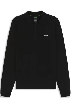 Pullover aus Baumwolle mit Troyerkragen und Kontrast-Logo