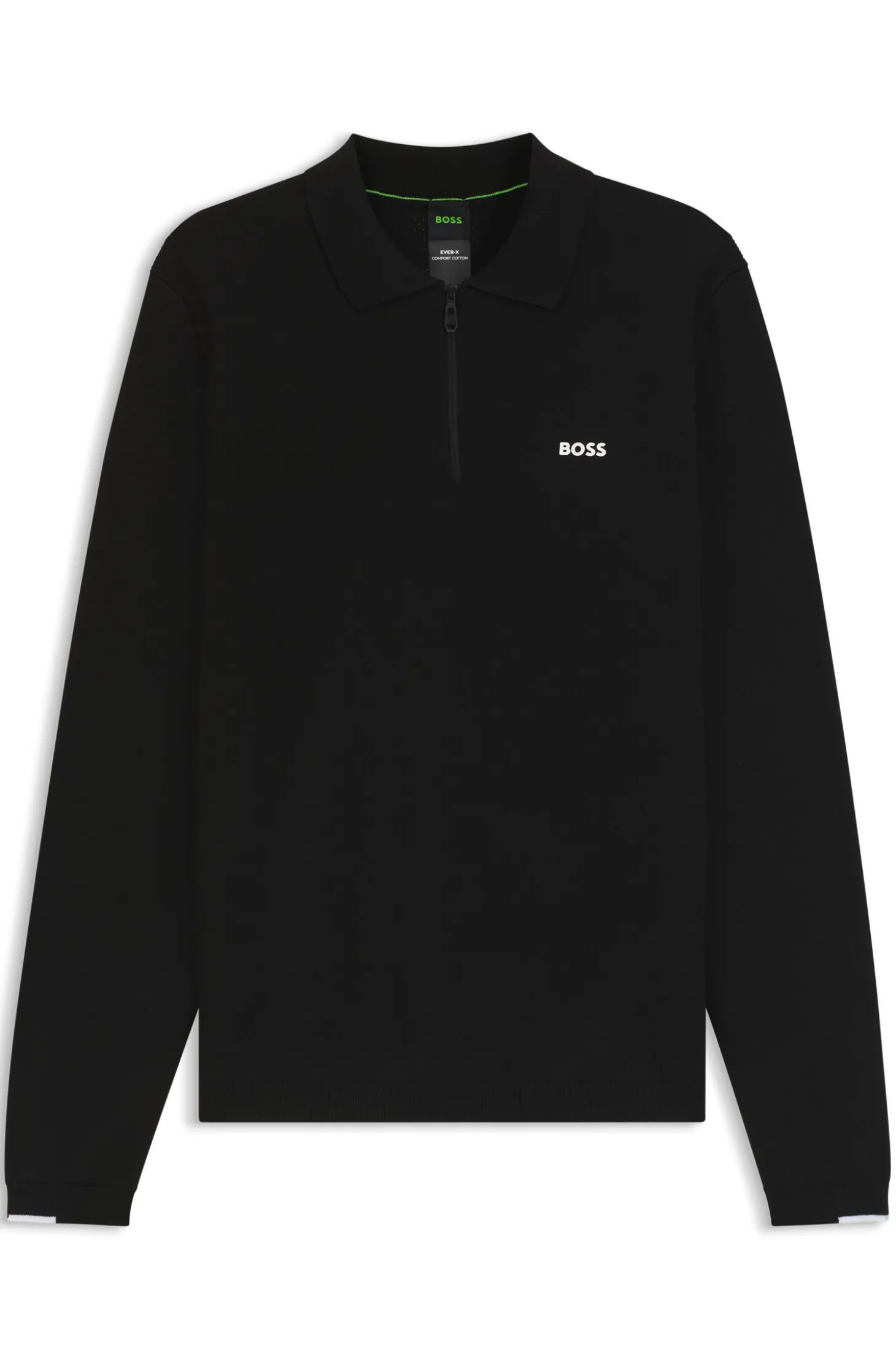 Pullover aus Baumwolle mit Troyerkragen und Kontrast-Logo