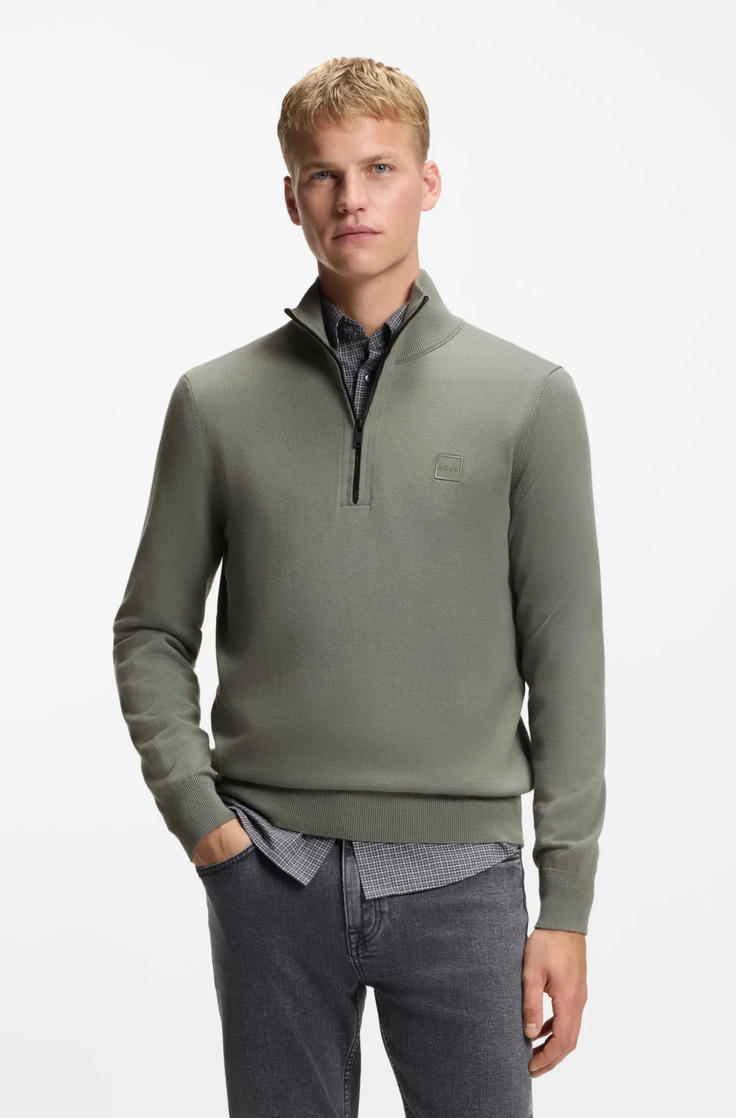 Pullover aus Baumwolle und Kaschmir mit Troyerkragen