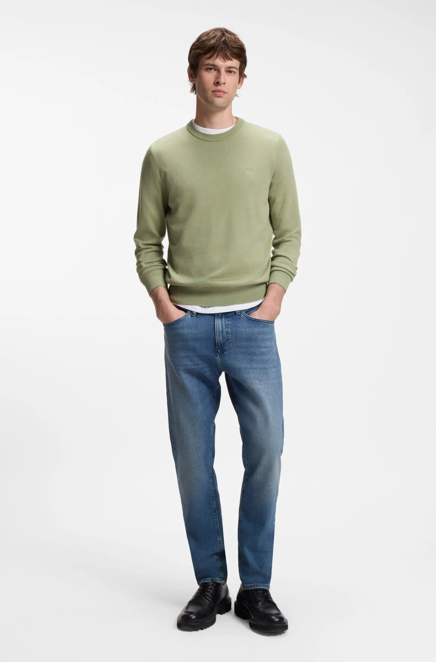Pullover aus Baumwoll-Mix mit Logo-Patch