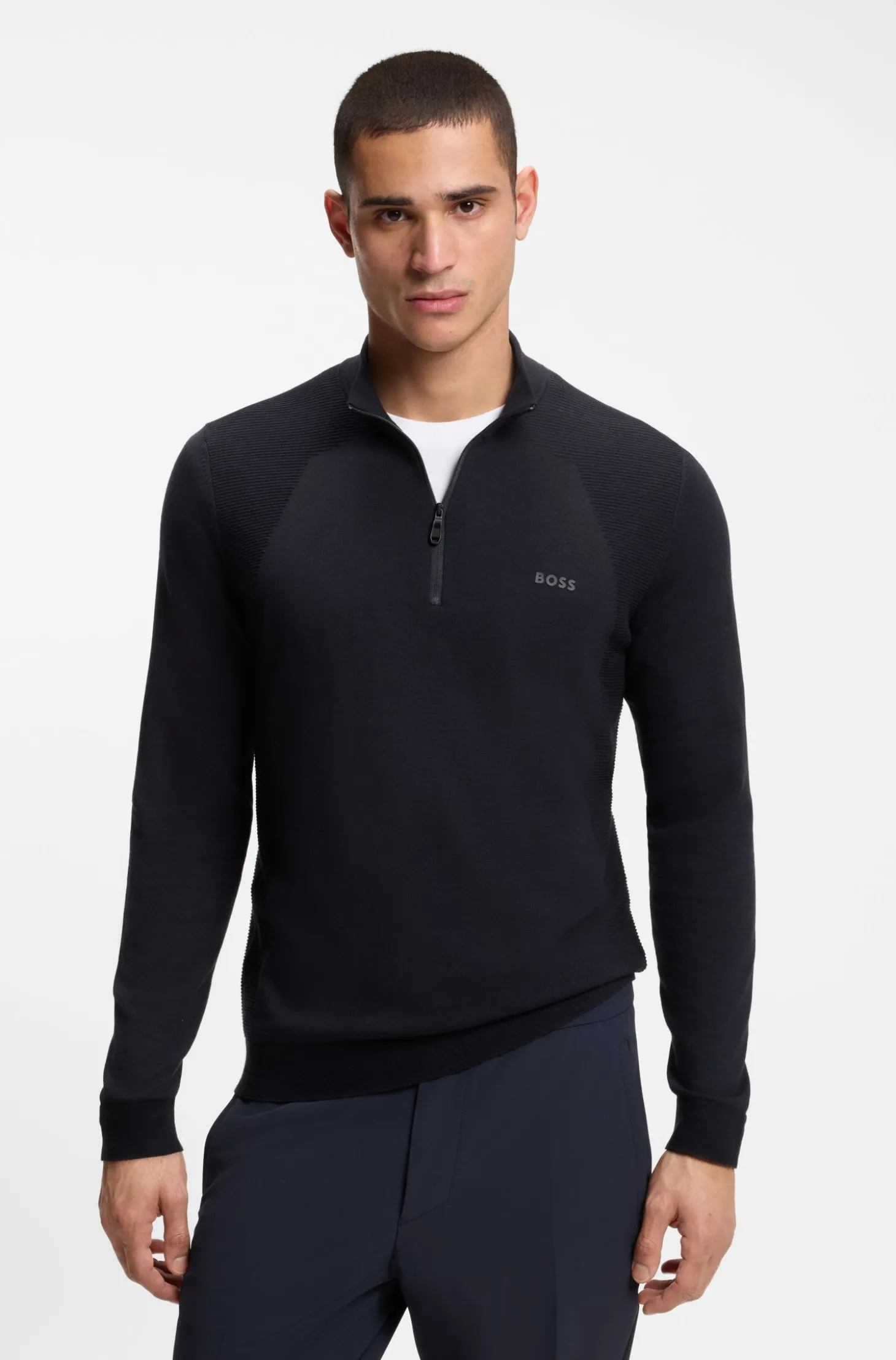 Pullover aus Baumwoll-Mix mit Troyerkragen