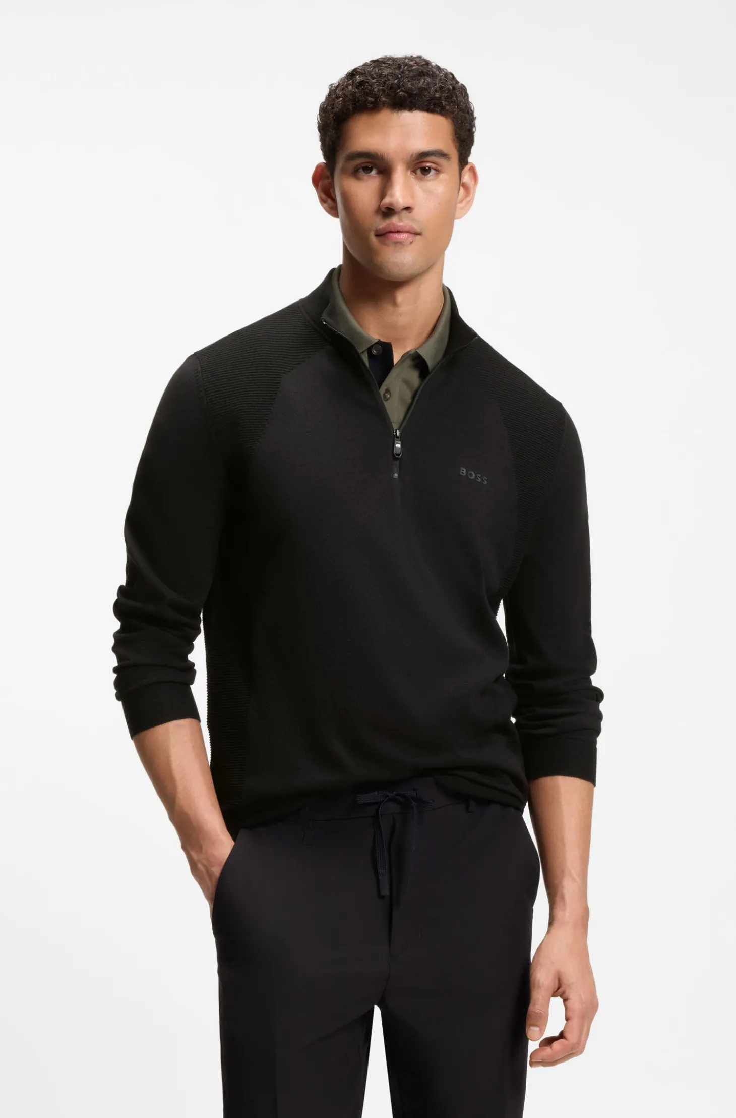 Pullover aus Baumwoll-Mix mit Troyerkragen