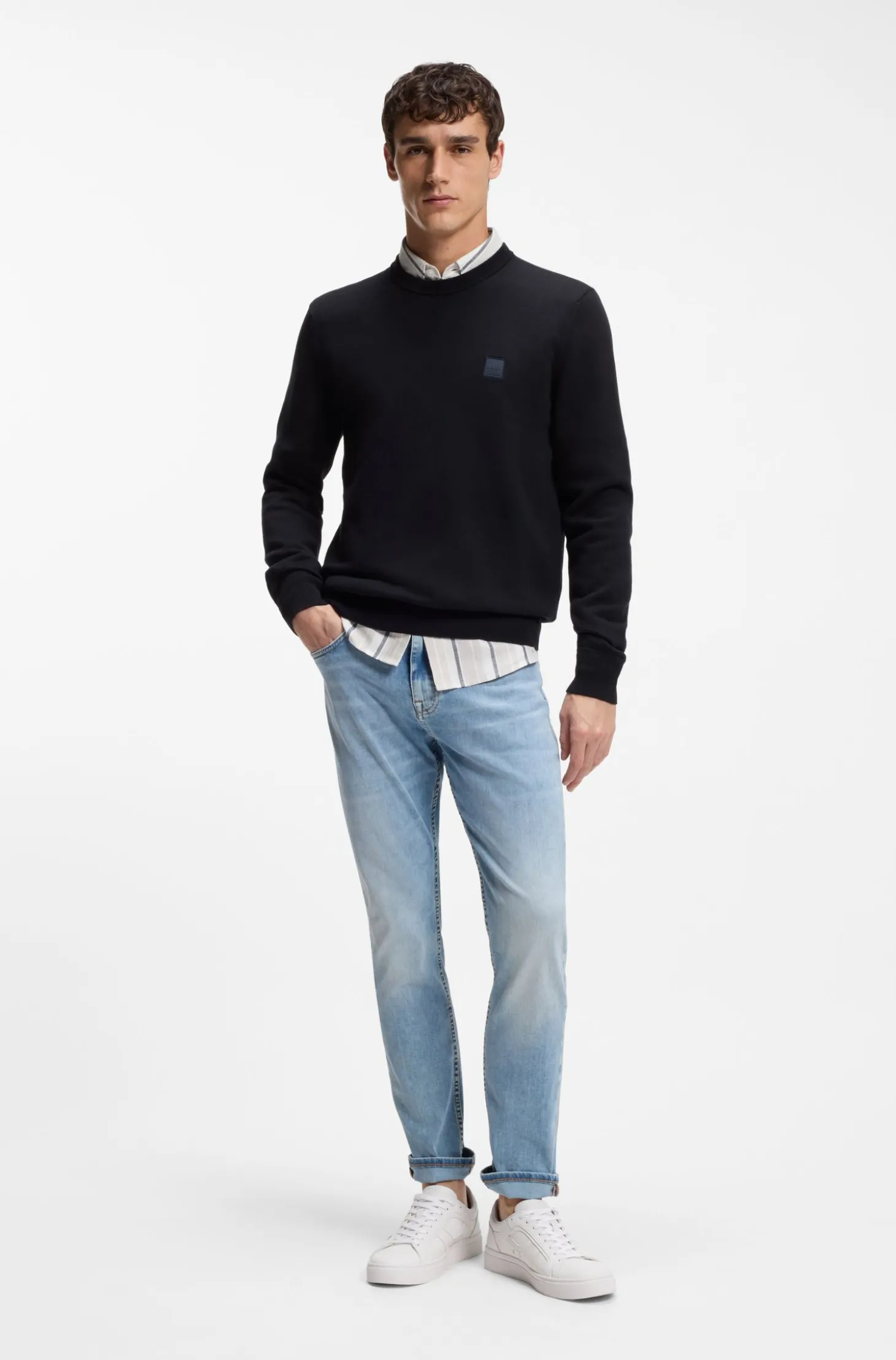 Pullover aus Baumwoll-Mix mit Logo-Patch