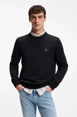 Pullover aus Baumwoll-Mix mit Logo-Patch