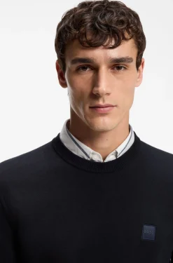 Pullover aus Baumwoll-Mix mit Logo-Patch