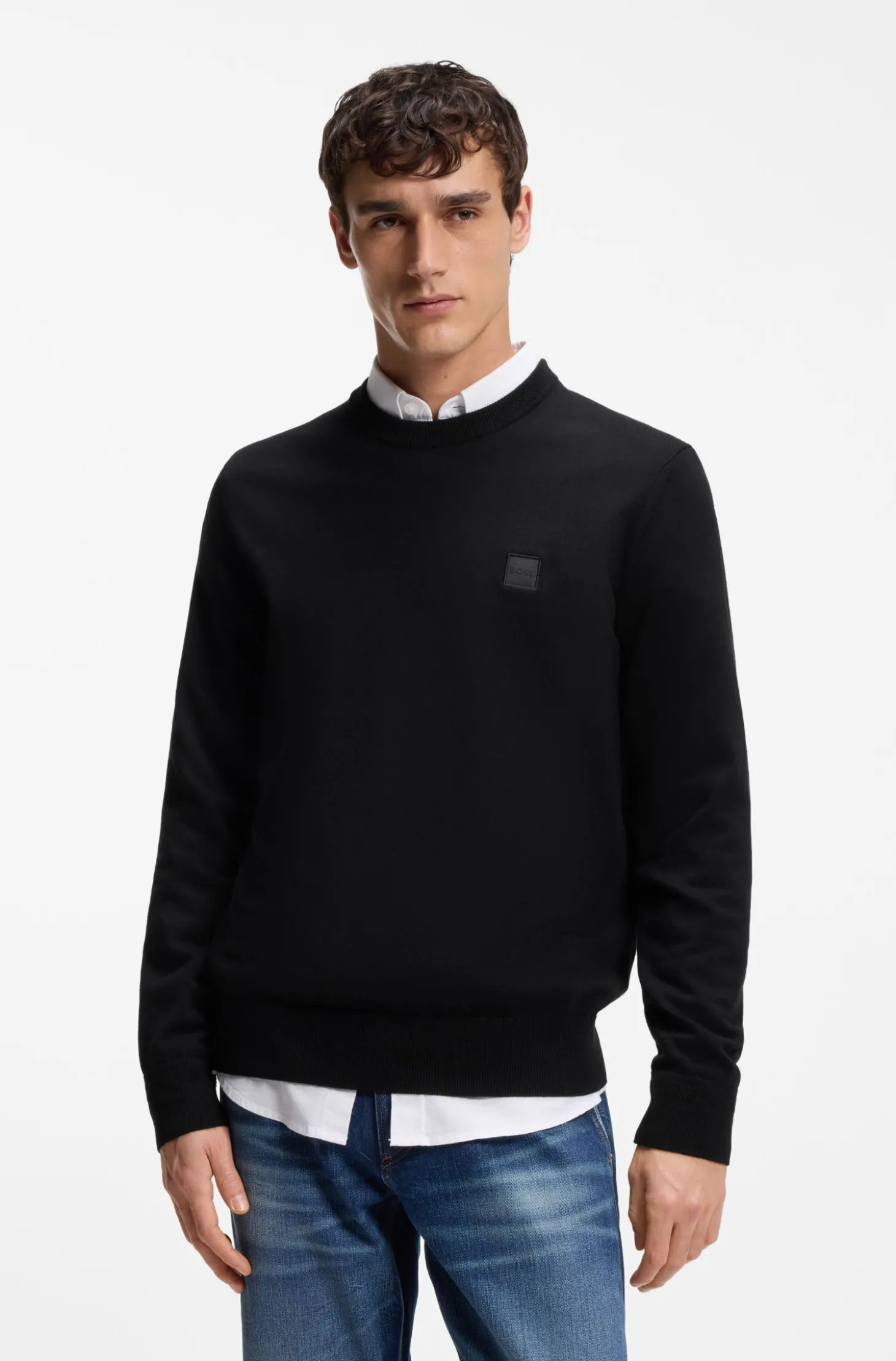 Pullover aus Baumwoll-Mix mit Logo-Patch