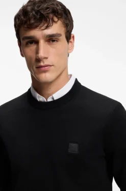 Pullover aus Baumwoll-Mix mit Logo-Patch