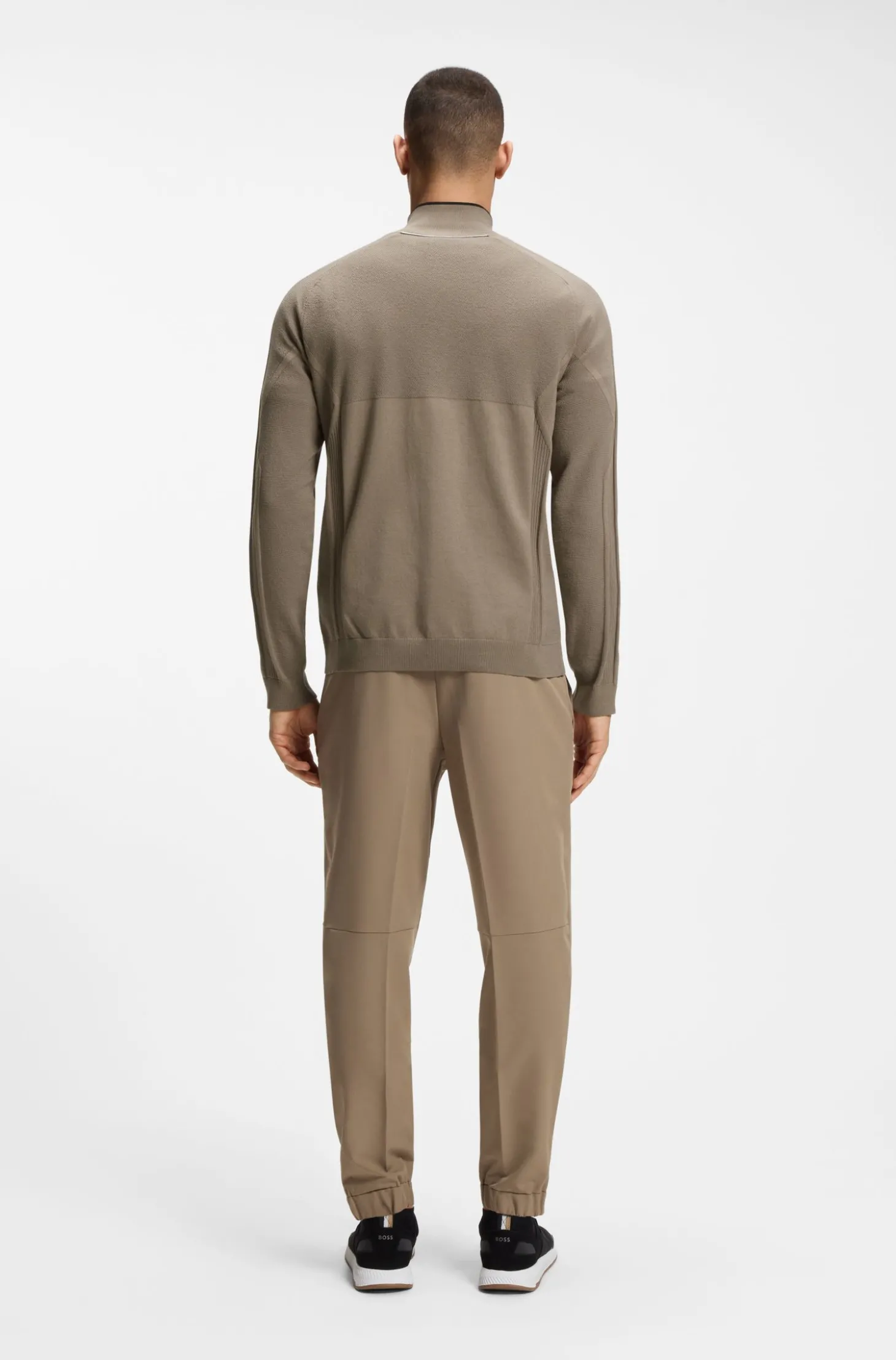 Pullover aus Baumwoll-Mix mit Troyerkragen und Mischstrick