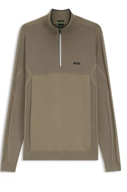 Pullover aus Baumwoll-Mix mit Troyerkragen und Mischstrick