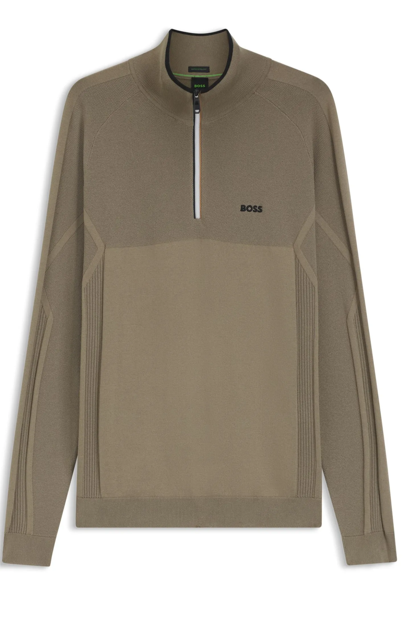 Pullover aus Baumwoll-Mix mit Troyerkragen und Mischstrick