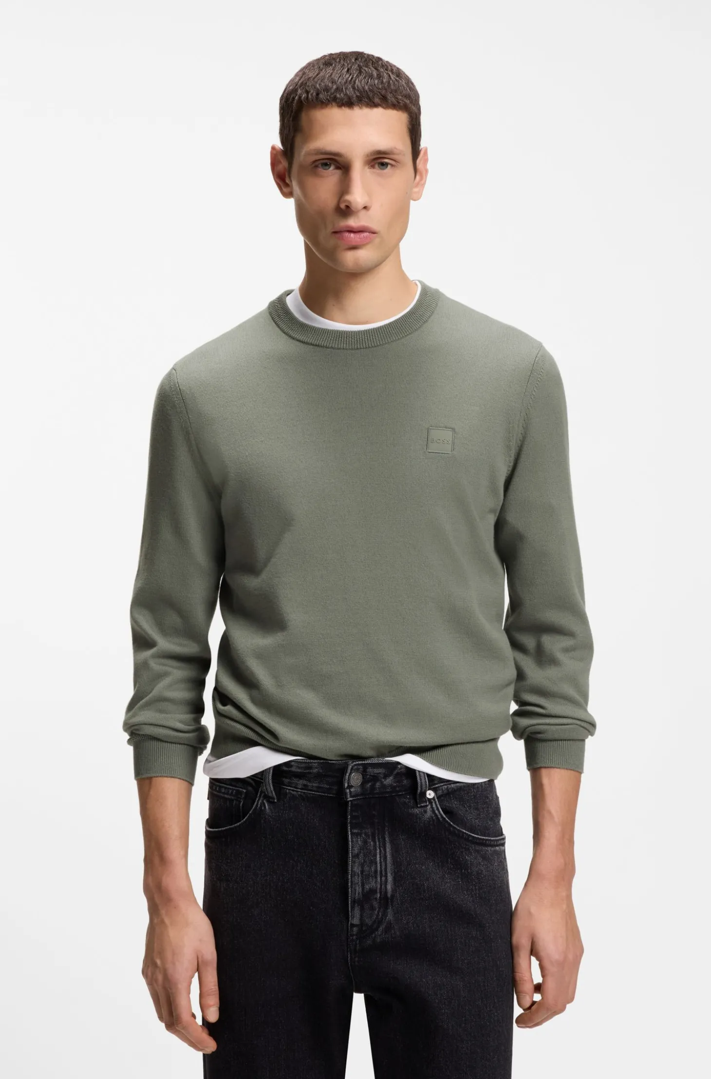 Pullover aus Baumwoll-Mix mit Logo-Patch