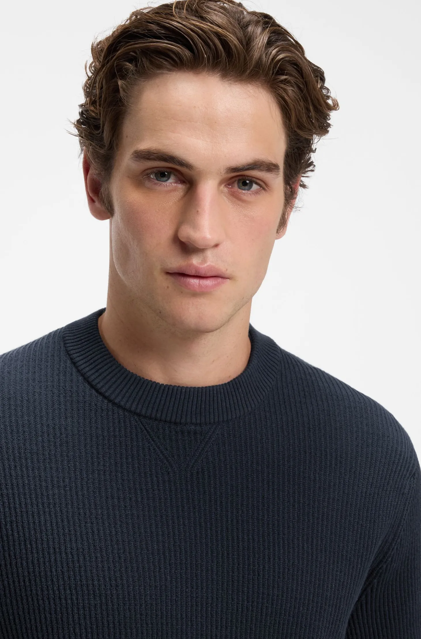 Pullover aus Baumwoll-Mix mit Rippstrick