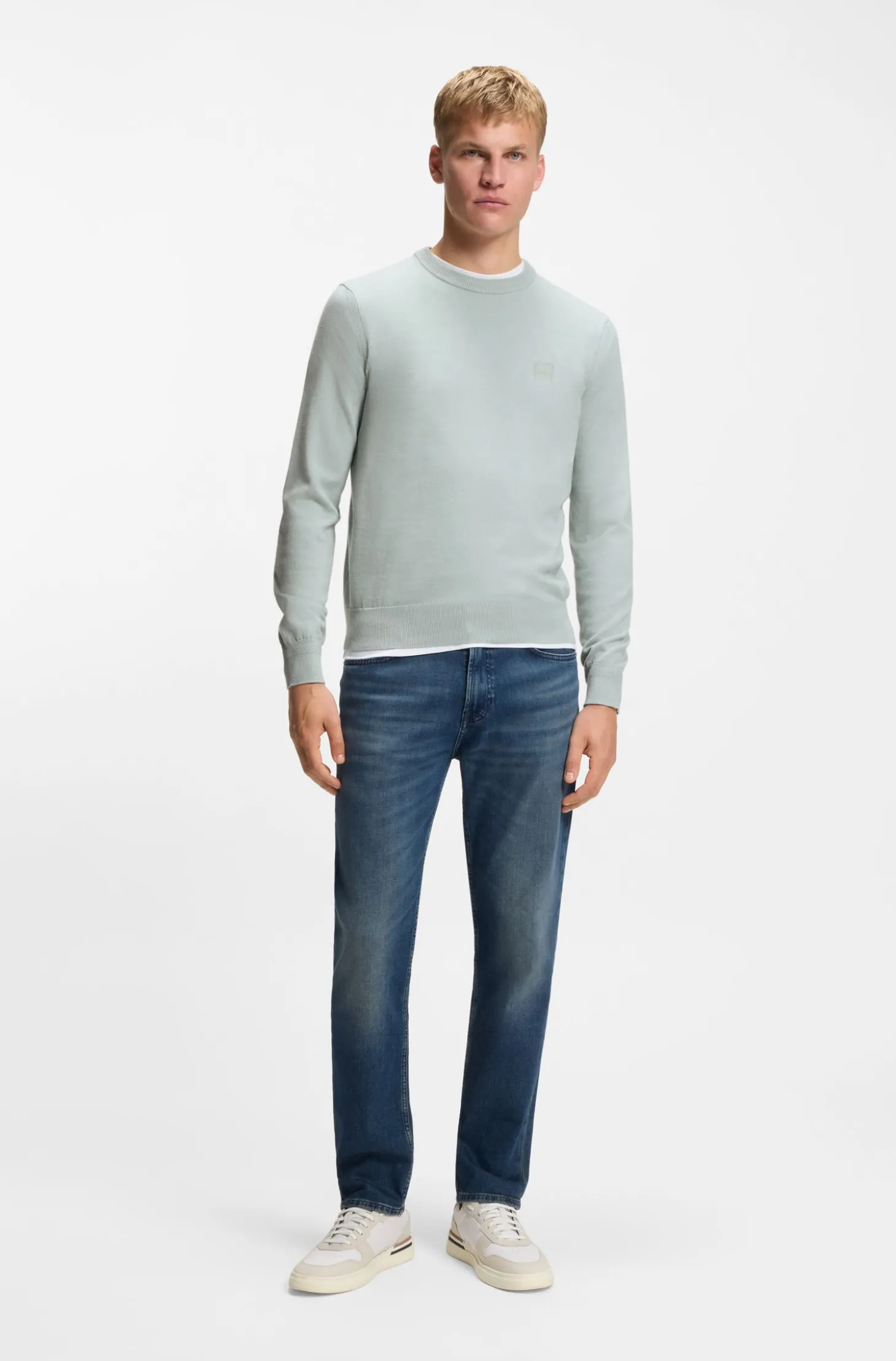 Pullover aus Baumwoll-Mix mit Logo-Patch