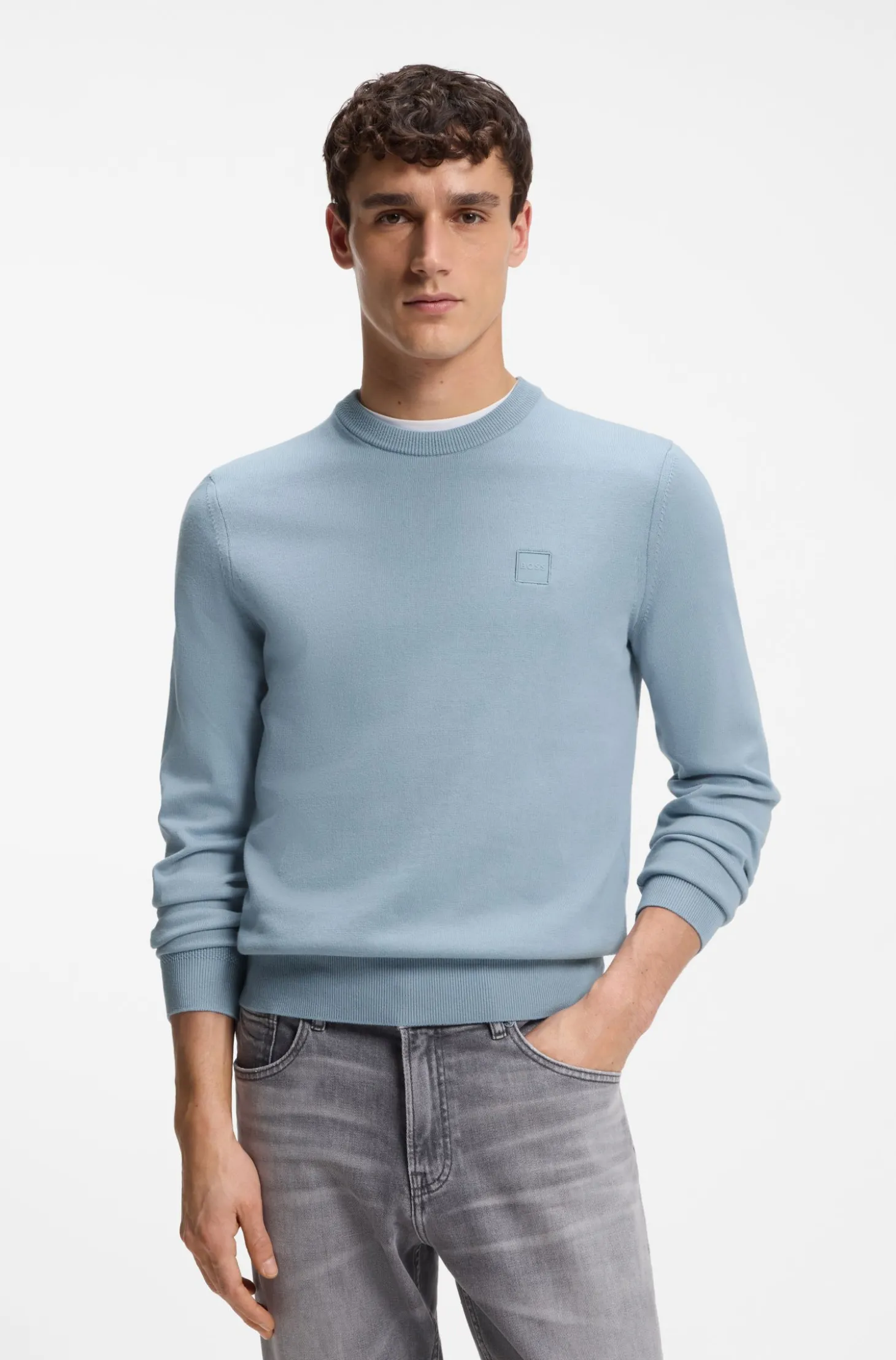 Pullover aus Baumwoll-Mix mit Logo-Patch