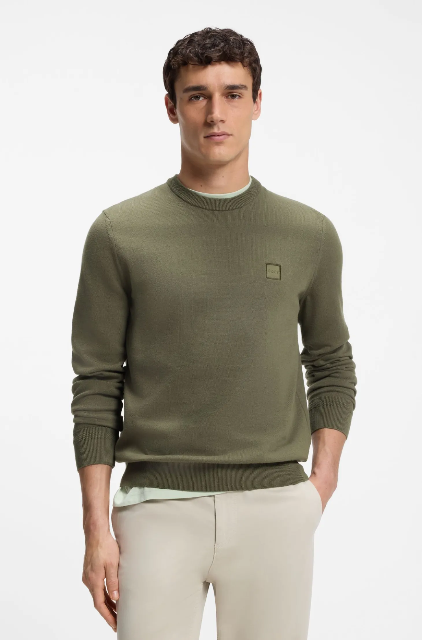 Pullover aus Baumwoll-Mix mit Logo-Patch
