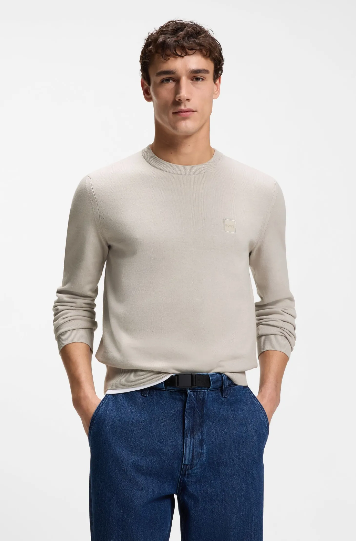 Pullover aus Baumwoll-Mix mit Logo-Patch