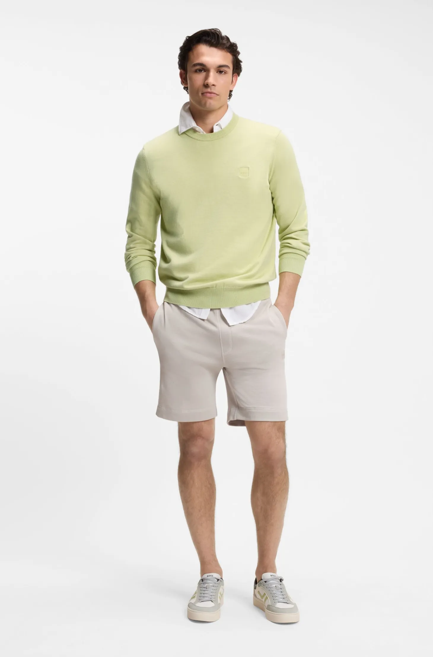 Pullover aus Baumwoll-Mix mit Logo-Patch