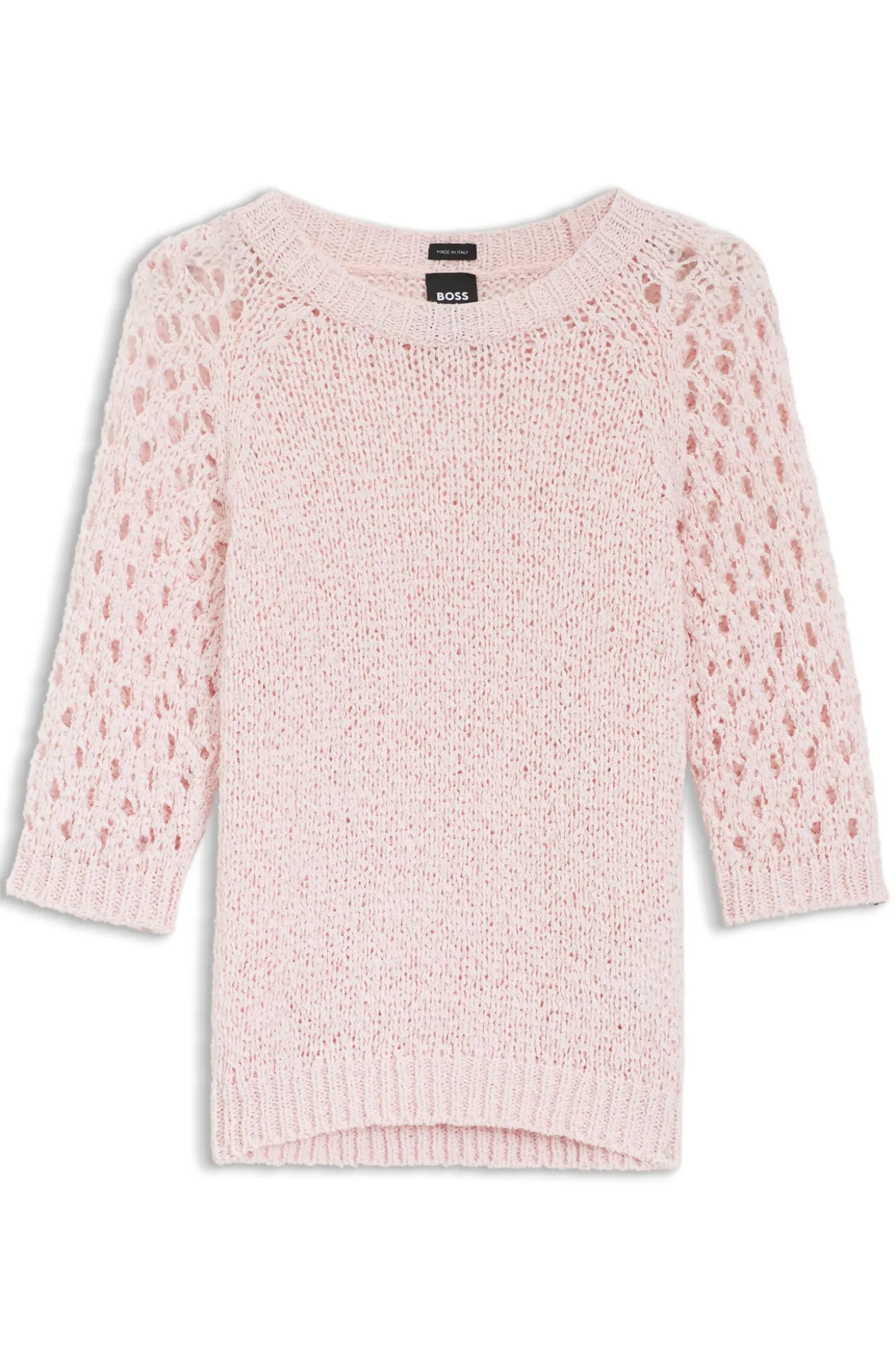 Pullover aus Baumwoll-Mix mit Lochmuster-Ärmeln