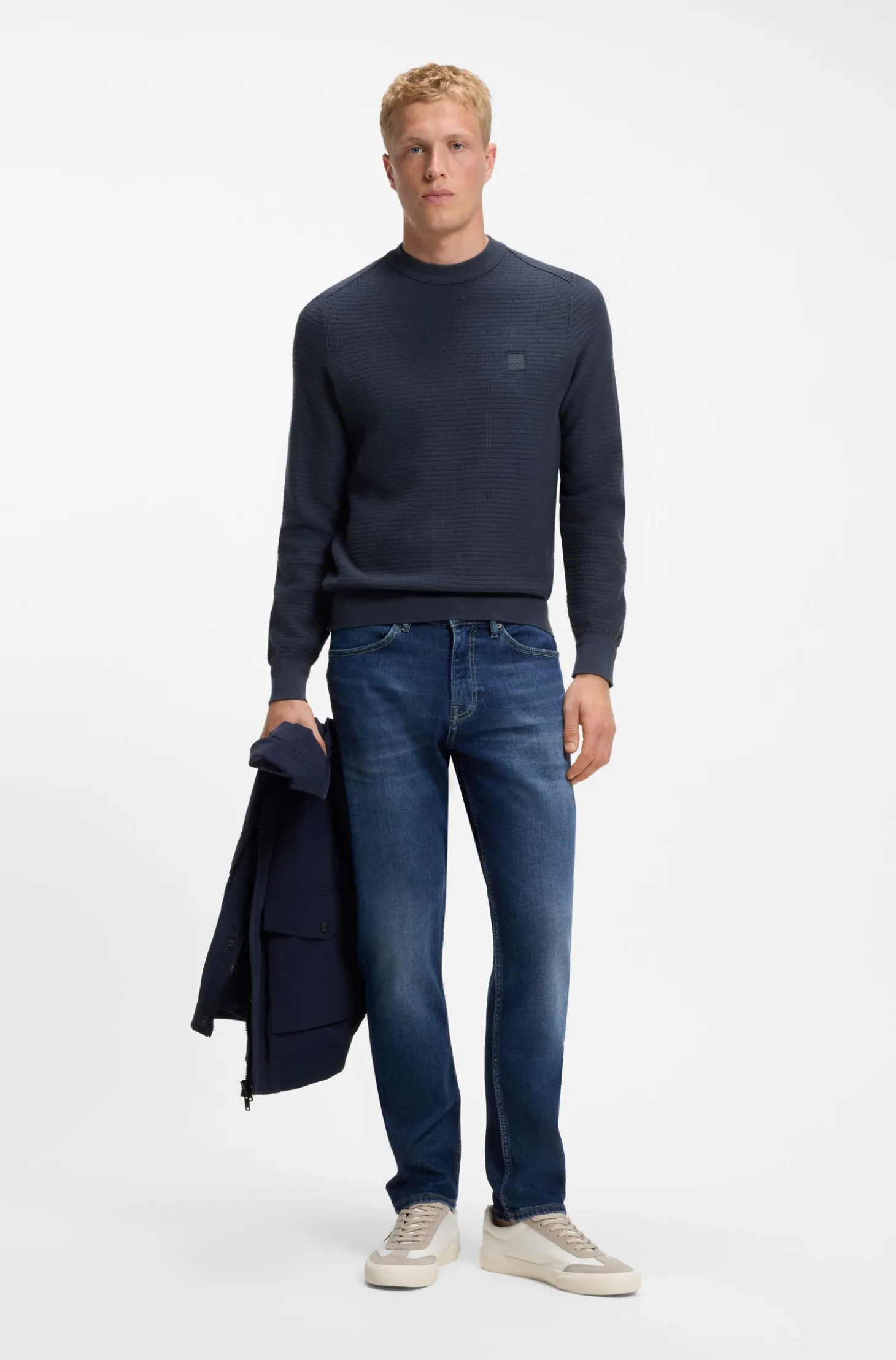 Pullover aus Baumwoll-Piqué mit Logo-Patch