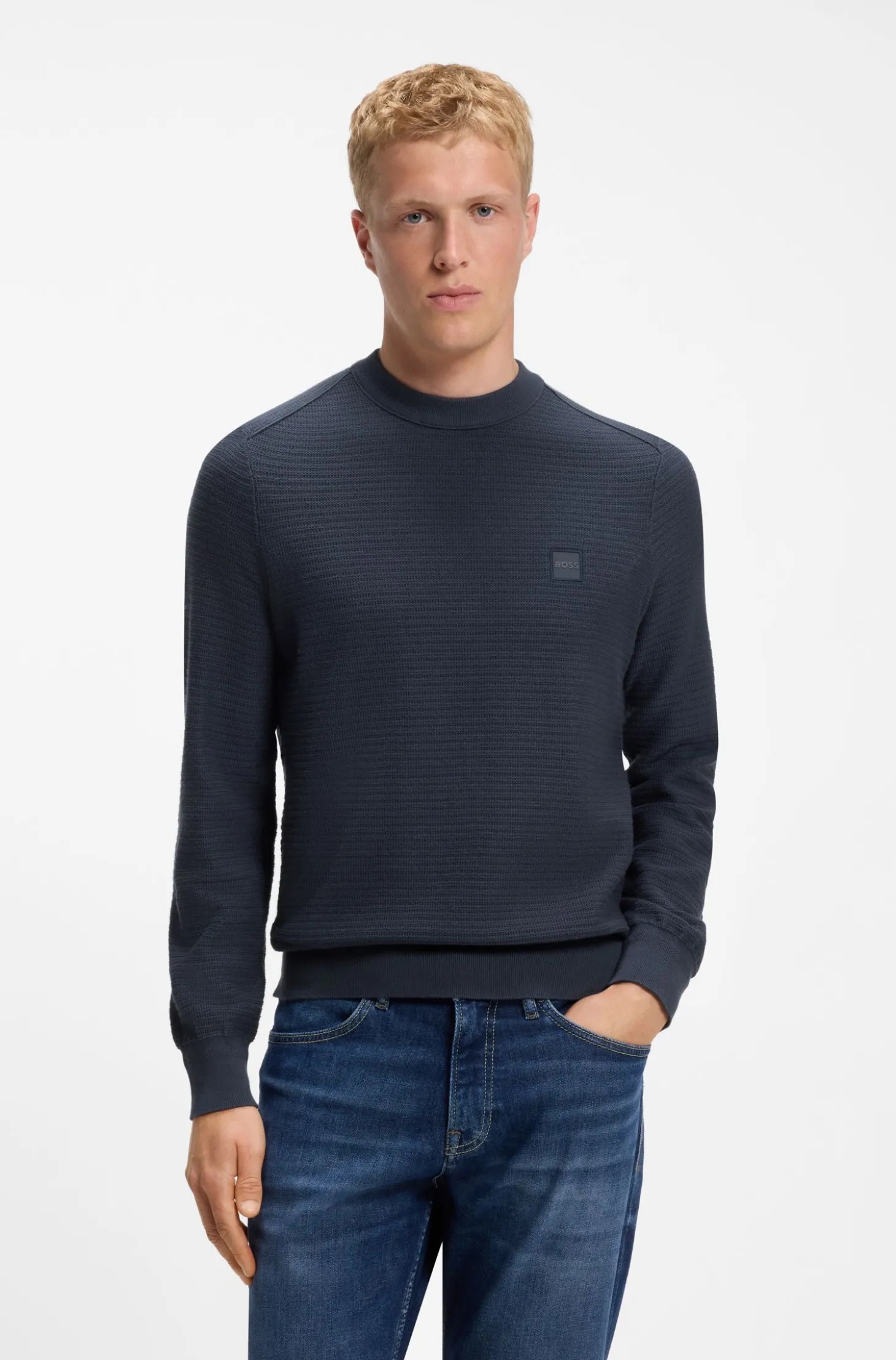 Pullover aus Baumwoll-Piqué mit Logo-Patch