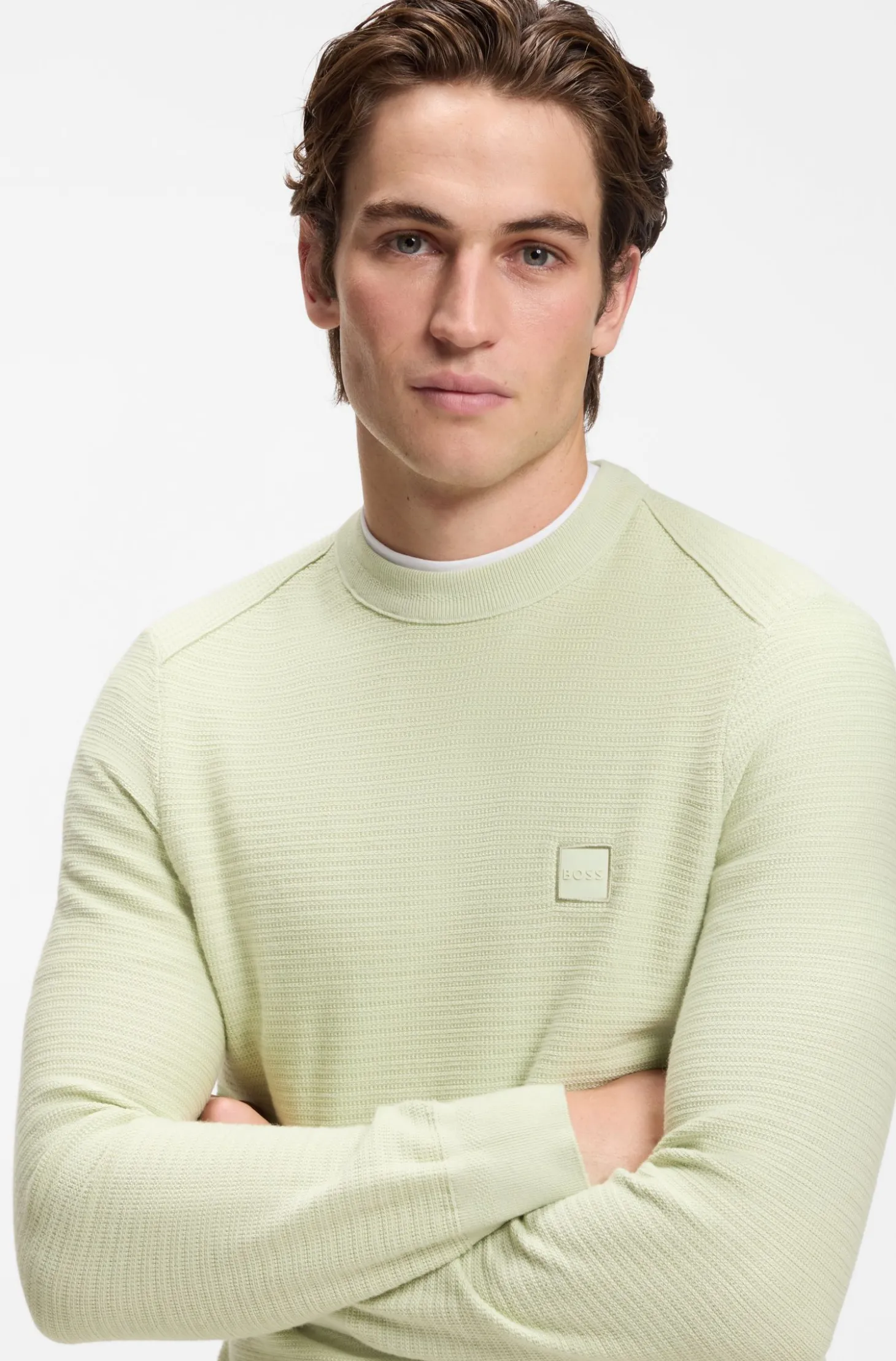 Pullover aus Baumwoll-Piqué mit Logo-Patch