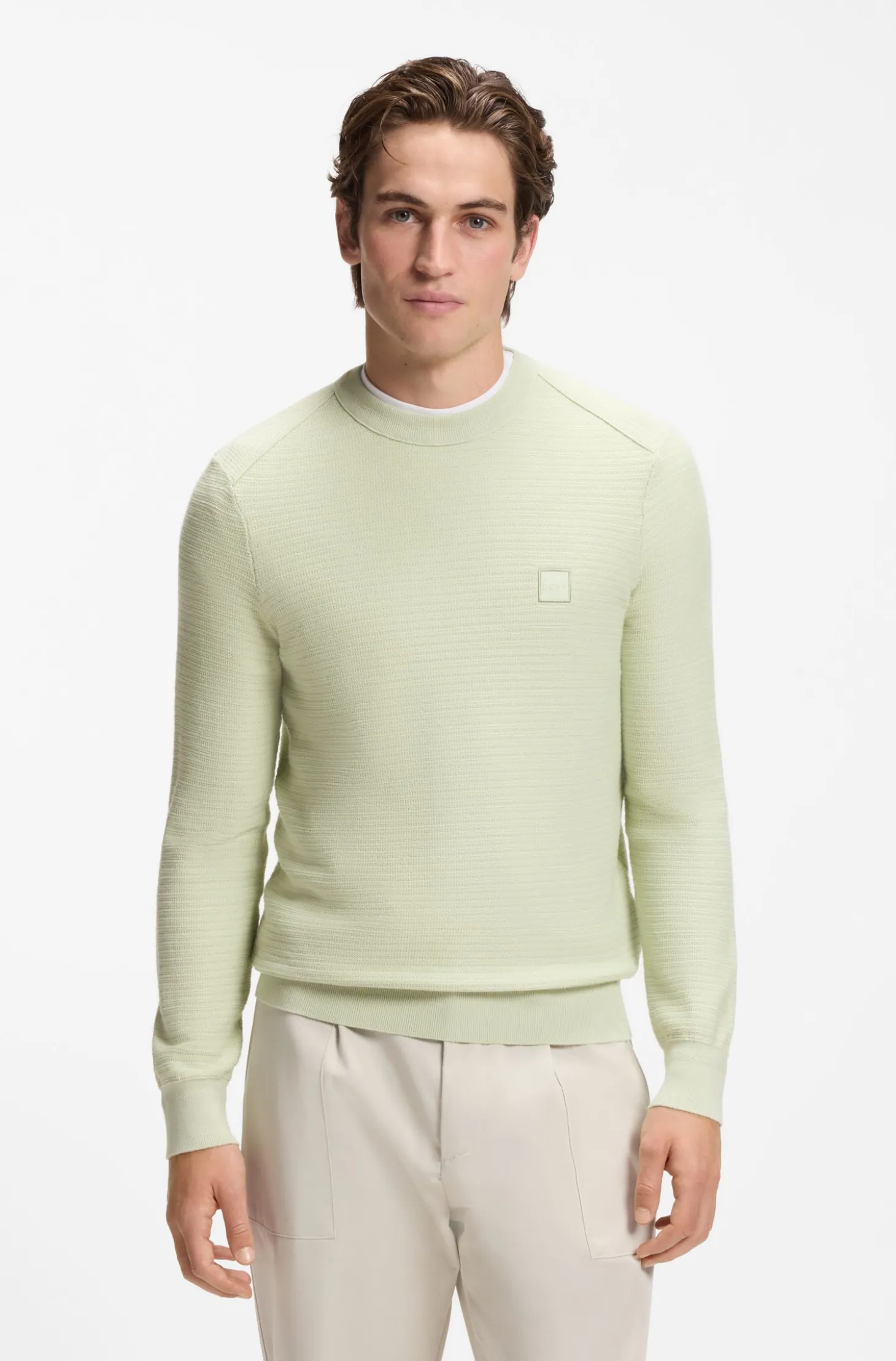 Pullover aus Baumwoll-Piqué mit Logo-Patch