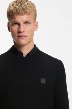 Pullover aus Baumwoll-Piqué mit Logo-Patch
